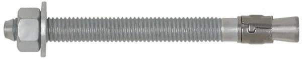 Powers Fasteners - 1/2" Diam, 1/2" Drill, 7" OAL, 3-3/8" Min Embedment Wedge Expansion Concrete Anchor - Steel, Galvanized Finish, Hex Nut Head, Hex Drive, 2-3/4" Thread Length - All Tool & Supply