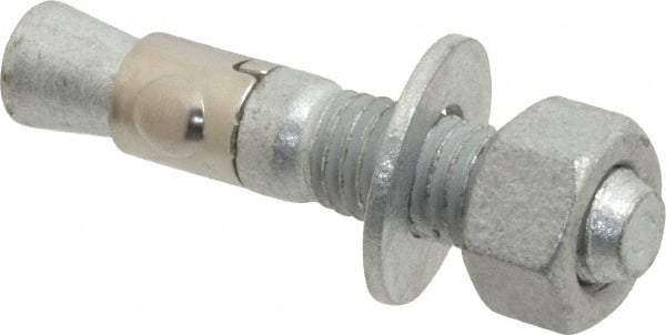 Powers Fasteners - 1/2" Diam, 1/2" Drill, 2-3/4" OAL, 3-3/8" Min Embedment Wedge Expansion Concrete Anchor - Steel, Galvanized Finish, Hex Nut Head, Hex Drive, 2" Thread Length - All Tool & Supply