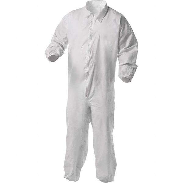 KleenGuard - Size 3XL Film Laminate General Purpose Coveralls - White, Zipper Closure, Elastic Cuffs, Elastic Ankles, Serged Seams - All Tool & Supply