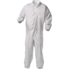 KleenGuard - Size M Film Laminate General Purpose Coveralls - White, Zipper Closure, Elastic Cuffs, Elastic Ankles, Serged Seams - All Tool & Supply