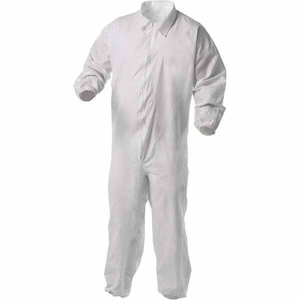 KleenGuard - Size XL Film Laminate General Purpose Coveralls - White, Zipper Closure, Elastic Cuffs, Elastic Ankles, Serged Seams - All Tool & Supply