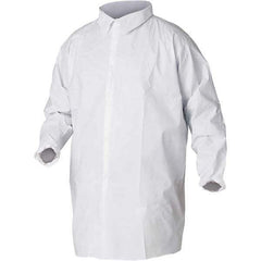 KleenGuard - Size M White Lab Coat without Pockets - Microporous Film Laminate, Snap Front, Elastic Cuffs - All Tool & Supply