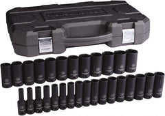 GearWrench - 29 Piece 1/2" Drive Black Finish Deep Well Impact Socket Set - 6 Points, 8mm to 36mm Range, Metric Measurement Standard - All Tool & Supply