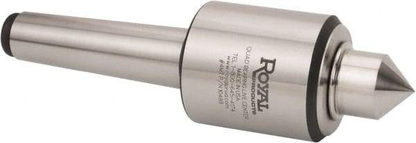 Royal Products - MT5 Morse Taper, 2.45" Head Diam Live Center - 5,000 Max RPM, 2.78" Head Length, 1-1/4" Point Diam, 1.47" Point Len, 2,240 Lb Max Workpc, Male Point - All Tool & Supply