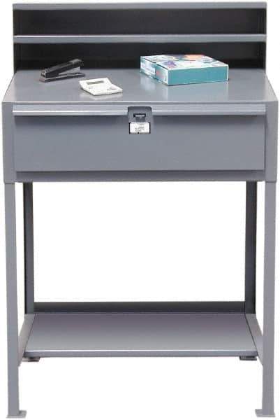 Strong Hold - 1 Drawer Shipping & Receiving Shop Desk - 36 Inch Wide x 28 Inch Deep x 54 Inch High, Dark Gray - All Tool & Supply