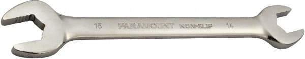 Paramount - 14mm x 15mm Standard Open End Wrench - 7-9/32" OAL, Double End, Full Polish Finish, 15° Head Angle - All Tool & Supply