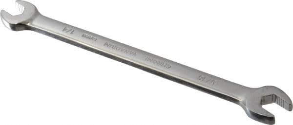 Paramount - 1/4" x 5/16" Standard Open End Wrench - 4-31/32" OAL, Double End, Full Polish Finish, 15° Head Angle - All Tool & Supply