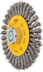 DeWALT - 4" OD, 5/8-11 Arbor Hole, Stringer Bead Steel Wheel Brush - 3/8" Face Width, 7/8" Trim Length, 0.02" Filament Diam, 20,000 RPM - All Tool & Supply