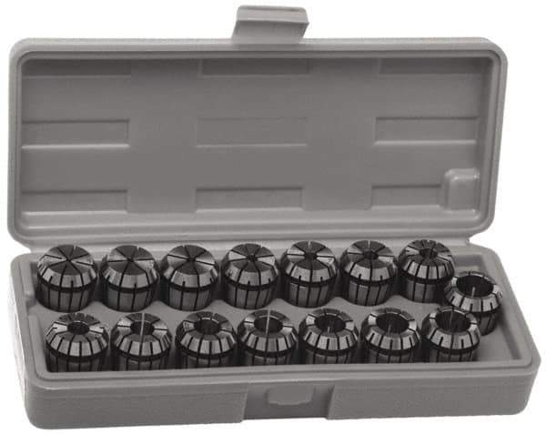 Accupro - 17 Piece, 1/4" to 3/4" Capacity, ER Coolant Collet Set - 0.02mm TIR, Series ER32 - Exact Industrial Supply