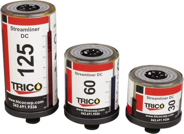 Trico - 4.23 Ounce Reservoir Capacity, 1/4 NPT Thread, Plastic, Electrochemical, Grease Cup and Lubricator - -20 to 55°C Operating Temp, 5 Bar Operating Pressure, 4.54" High x 2.05" Diam - All Tool & Supply