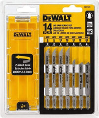 DeWALT - 14 Piece, 3" to 5" Long, 6 to 32 Teeth per Inch, Bi-Metal Jig Saw Blade Set - Toothed Edge, T-Shank - All Tool & Supply