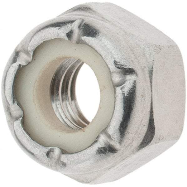 Value Collection - 1/4-20 UNC 18-8 Hex Lock Nut with Nylon Insert - 7/16" Width Across Flats, 19/64" High - All Tool & Supply