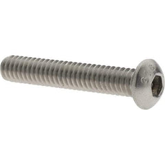 Value Collection - 1/4-20 UNC Hex Socket Drive, Button Screw - Grade 316 Stainless Steel, Fully Threaded, 1-1/2" Length Under Head - All Tool & Supply