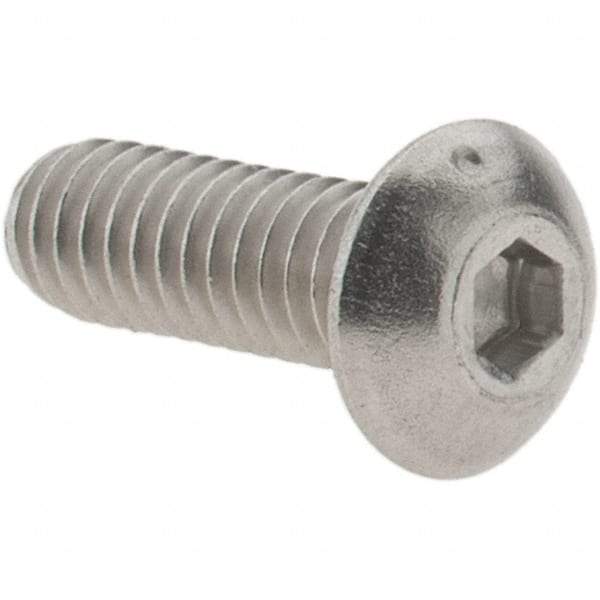 Value Collection - #8-32 UNC Hex Socket Drive, Button Screw - Grade 316 Stainless Steel, Uncoated, 1/2" Length Under Head - All Tool & Supply