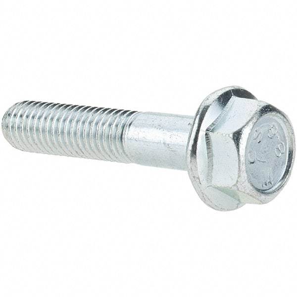 Value Collection - M8x1.25 Metric Coarse, 40mm Length Under Head, Hex Drive Flange Bolt - 22mm Thread Length, Grade 8.8 Steel, Smooth Flange, Zinc-Plated Finish - All Tool & Supply