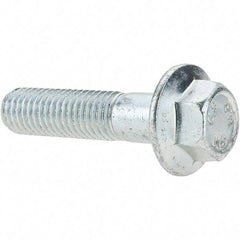 Value Collection - M12x1.75 Metric Coarse, 50mm Length Under Head, Hex Drive Flange Bolt - 30mm Thread Length, Grade 8.8 Steel, Smooth Flange, Zinc-Plated Finish - All Tool & Supply