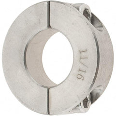 Value Collection - 11/16" Bore, Stainless Steel, Two Piece Two Piece Split Shaft Collar - 1-1/2" Outside Diam, 1/2" Wide - All Tool & Supply