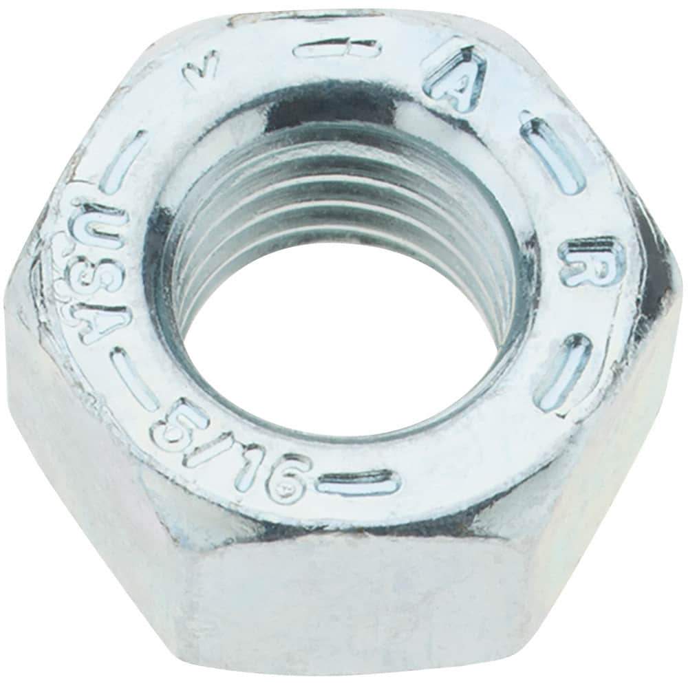 Value Collection - 5/16-24 UNF Steel Right Hand Hex Nut - 1/2" Across Flats, 17/64" High, Zinc Yellow Dichromate Finish - All Tool & Supply