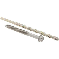 Value Collection - 1/4" Diam, 2-3/4" Length Under Head, Hex Drive, Concrete Screw & Masonry Fastener - Stainless Steel, Includes Drill Bit - All Tool & Supply