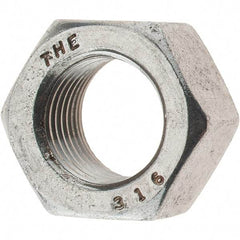 Value Collection - 1/2-20 UNF Stainless Steel Right Hand Hex Nut - 3/4" Across Flats, 7/16" High, Uncoated - All Tool & Supply