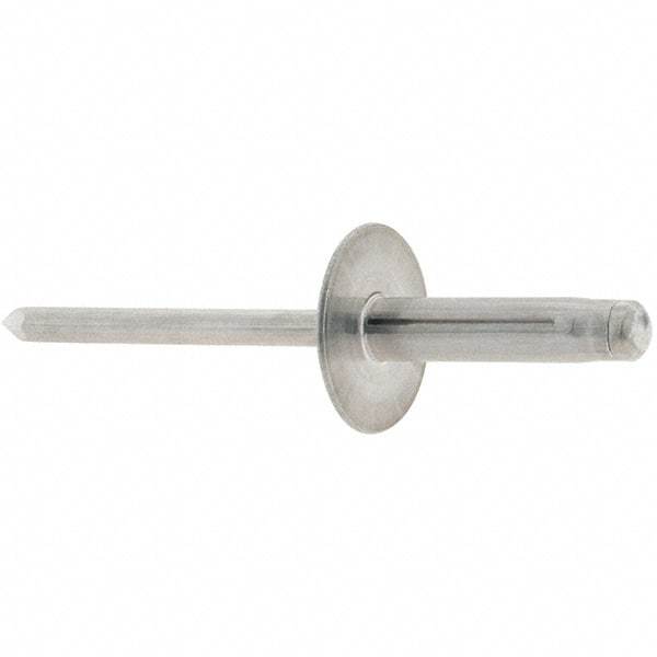 RivetKing - Large Flange Head Aluminum Peel Blind Rivet - Aluminum Mandrel, 0.063" to 1/4" Grip, 3/16" Body Diam - All Tool & Supply