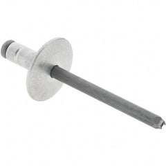 RivetKing - Large Flange Head Aluminum Open End Blind Rivet - Steel Mandrel, 0.063" to 0.252" Grip, 0.44" Length Under Head, 3/16" Body Diam - All Tool & Supply