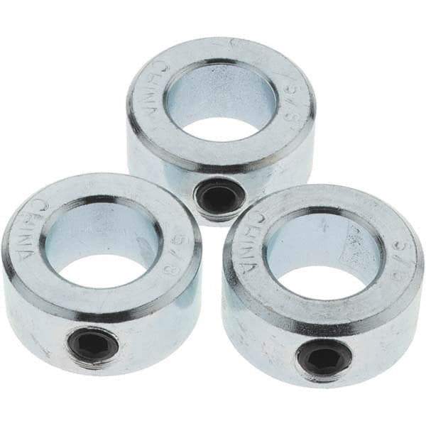 Value Collection - 5/8" Bore, Steel, Set Screw Shaft Collar - 1-1/8" Outside Diam, 1/2" Wide - All Tool & Supply