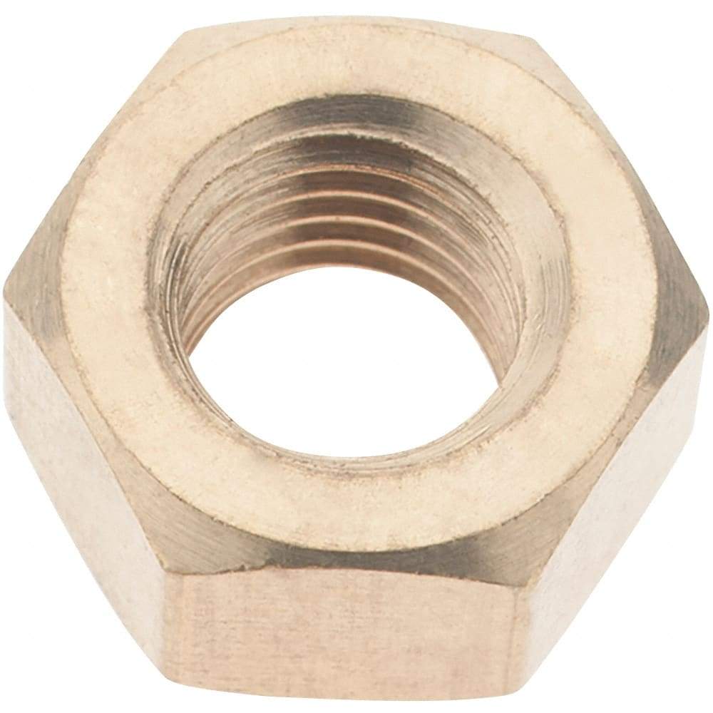 Value Collection - 5/16-24 UNF Brass Right Hand Hex Nut - 1/2" Across Flats, 17/64" High - All Tool & Supply