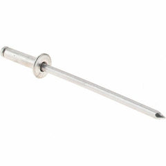 Value Collection - Size 34 Dome Head Aluminum Open End Blind Rivet - Aluminum Mandrel, 0.126" to 1/4" Grip, 0.188" Head Diam, 0.097" to 0.1" Hole Diam, 3/8" Length Under Head, 3/32" Body Diam - All Tool & Supply