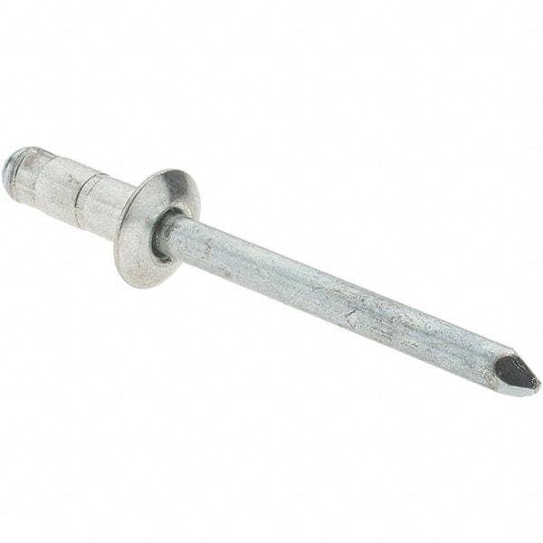 Value Collection - Size 63-64 Dome Head Steel Multi Grip Blind Rivet - Steel Mandrel, 0.156" to 1/4" Grip, 0.386" Head Diam, 0.192" to 0.196" Hole Diam, 1/2" Length Under Head, 3/16" Body Diam - All Tool & Supply