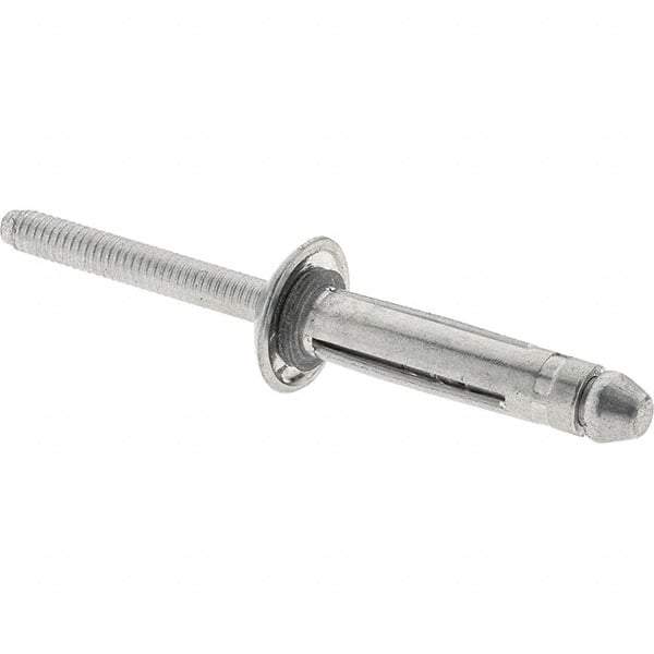 RivetKing - Aluminum Open End Blind Rivet - Aluminum Mandrel, 1/8" to 3/8" Grip, 1/4" Head Diam, 1-1/64" Length Under Head, 1/4" Body Diam - All Tool & Supply