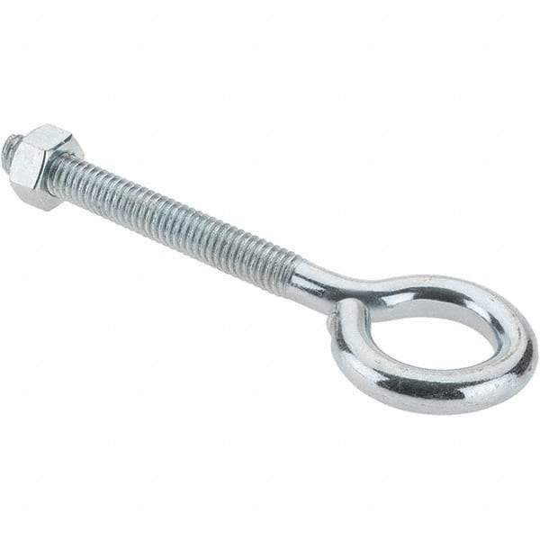 Made in USA - 5/16-18, Zinc-Plated Finish, Steel Wire Turned Eye Bolt - 2-1/4" Thread Length, 3/4" ID, 2-3/4" Shank Length - All Tool & Supply