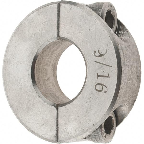 Value Collection - 9/16" Bore, Stainless Steel, Two Piece Shaft Collar - 1-5/16" Outside Diam, 7/16" Wide - All Tool & Supply