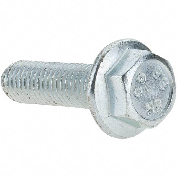 Value Collection - M10x1.50 Metric Coarse, 35mm Length Under Head, Hex Drive Flange Bolt - 26mm Thread Length, Grade 8.8 Steel, Smooth Flange, Zinc-Plated Finish - All Tool & Supply