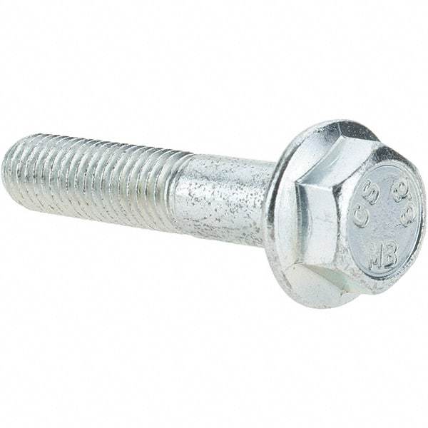 Value Collection - M10x1.50 Metric Coarse, 50mm Length Under Head, Hex Drive Flange Bolt - 26mm Thread Length, Grade 8.8 Steel, Smooth Flange, Zinc-Plated Finish - All Tool & Supply