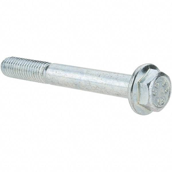 Value Collection - M10x1.50 Metric Coarse, 80mm Length Under Head, Hex Drive Flange Bolt - 26mm Thread Length, Grade 8.8 Steel, Smooth Flange, Zinc-Plated Finish - All Tool & Supply