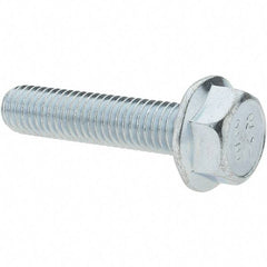 Value Collection - M8x1.25 Metric Coarse, 35mm Length Under Head, Hex Drive Flange Bolt - 22mm Thread Length, Grade 8.8 Steel, Smooth Flange, Zinc-Plated Finish - All Tool & Supply