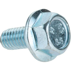 Value Collection - M6x1.00 Metric Coarse, 12mm Length Under Head, Hex Drive Flange Bolt - 18mm Thread Length, Grade 8.8 Steel, Smooth Flange, Zinc-Plated Finish - All Tool & Supply