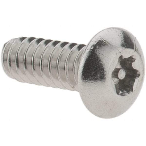 Value Collection - #6-32 UNC Pin In Torx Drive, Button Screw - Grade 18-8 Stainless Steel, Uncoated, 3/8" Length Under Head - All Tool & Supply