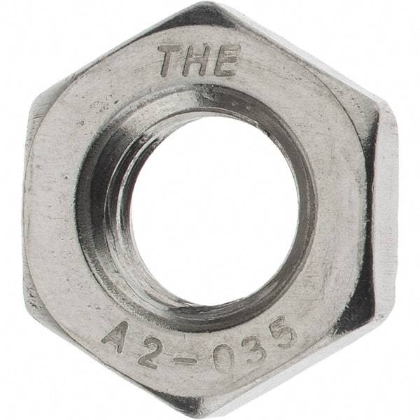 Value Collection - M10x1.50 Metric Coarse Stainless Steel Right Hand Hex Jam Nut - 17mm Across Flats, 5mm High, Zinc Clear Finish - All Tool & Supply