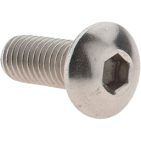 Value Collection - M5x0.80 Metric Coarse Hex Socket Drive, Button Screw - Grade 18-8 & Austenitic A2 Stainless Steel, Uncoated, Fully Threaded, 12mm Length Under Head - All Tool & Supply