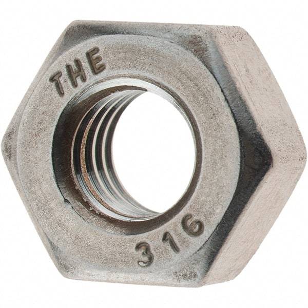 Value Collection - 5/16-18 UNC Stainless Steel Right Hand Heavy Hex Nut - 9/16" Across Flats, 19/64" High, Uncoated - All Tool & Supply