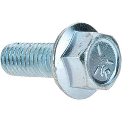 Value Collection - 3/8-16 UNC, 1" Length Under Head, Hex Drive Flange Bolt - 1" Thread Length, Grade 5 Steel, Serrated Flange, Zinc Yellow Dichromate Finish - All Tool & Supply