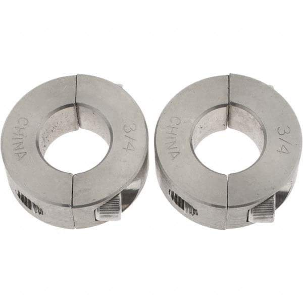 Value Collection - 3/4" Bore, Stainless Steel, Two Piece Shaft Collar - 1-1/2" Outside Diam, 1/2" Wide - All Tool & Supply