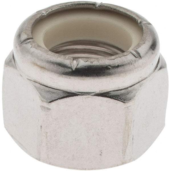 Value Collection - 1/2-20 UNF 18-8 Hex Lock Nut with Nylon Insert - 3/4" Width Across Flats, 19/32" High, Uncoated - All Tool & Supply