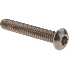 Value Collection - #10-24 UNC Hex Socket Drive, Button Screw - Grade 18.8 Stainless Steel, Fully Threaded, 1-1/4" Length Under Head - All Tool & Supply