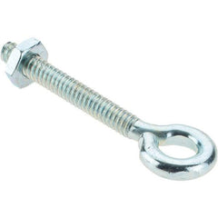 Value Collection - #10-24, Zinc-Plated Finish, Steel Wire Turned Eye Bolt - 1-3/16" Thread Length, 9/32" ID, 1-7/16" Shank Length - All Tool & Supply