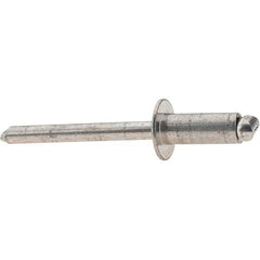 Value Collection - Size 86 Dome Head Stainless Steel Open End Blind Rivet - Stainless Steel Mandrel, 0.251" to 3/8" Grip, 1/2" Head Diam, 0.257" to 0.261" Hole Diam, 6250" Length Under Head, 1/4" Body Diam - All Tool & Supply