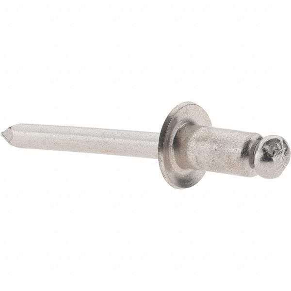 Value Collection - Size 84 Dome Head Stainless Steel Open End Blind Rivet - Stainless Steel Mandrel, 0.062" to 1/4" Grip, 1/2" Head Diam, 0.257" to 0.261" Hole Diam, 1/2" Length Under Head, 1/4" Body Diam - All Tool & Supply