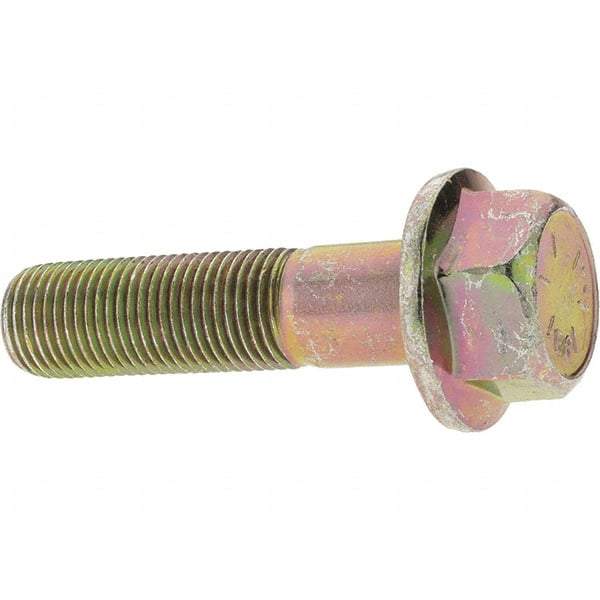 Value Collection - 1/2-20 UNF, 2" Length Under Head, Hex Drive Flange Bolt - 1-1/4" Thread Length, Grade 8 Alloy Steel, Smooth Flange, Zinc-Plated Finish - All Tool & Supply